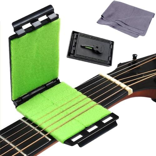 Koundeneko 3-Piece Guitar Maintenance Set (2 String Cleaners + 1 Guitar Cloth) for Stringed Instrument Care, Acoustic Guitar, Rust Removal, Polishing,