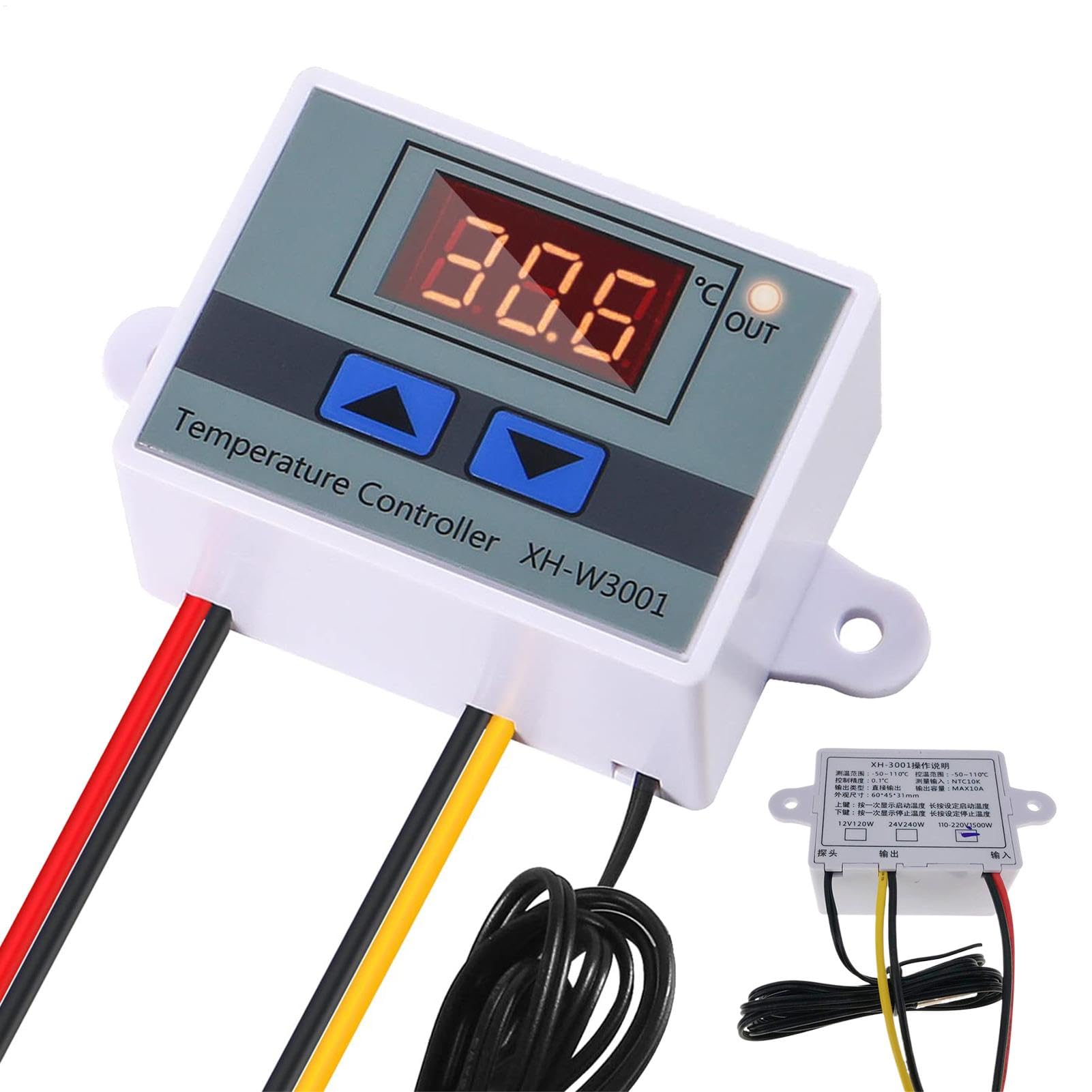 LED Thermostat Module, Digital Temperature Regulator, Digital Display Thermostat Control Button with Waterproof Probe, See description