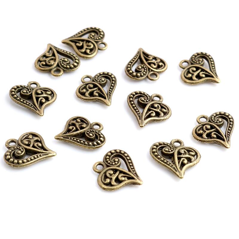 Charms Hollow Lovely Heart 15x14mm Antique Making Pendant fit,Vintage Tibetan Bronze Silver color,DIY Handmade Jewelry