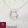 Venus Jewelry Platinum Natural Diamond Circle Gift for Women Necklace,