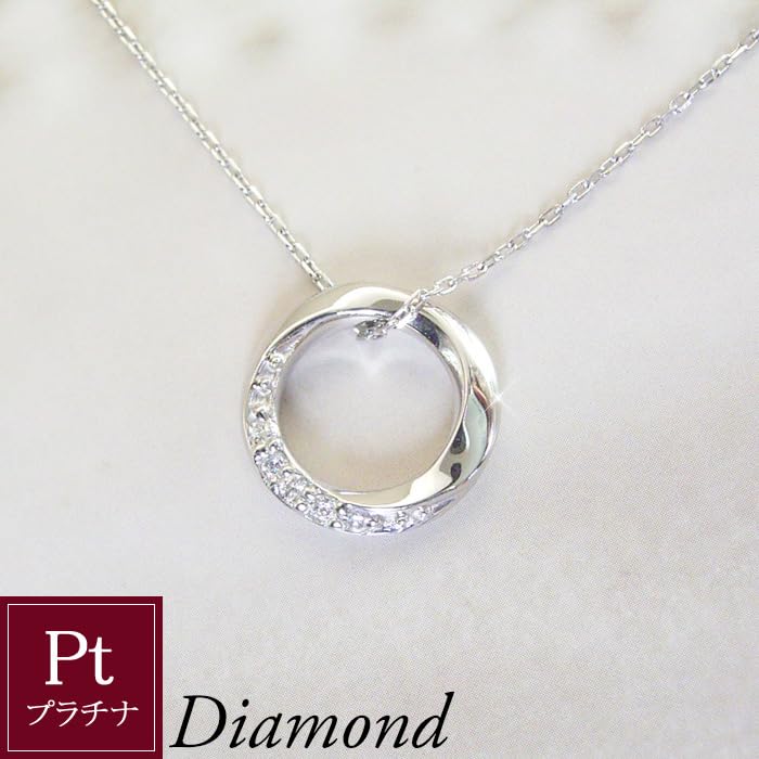 Venus Jewelry Platinum Natural Diamond Circle Gift for Women Necklace,
