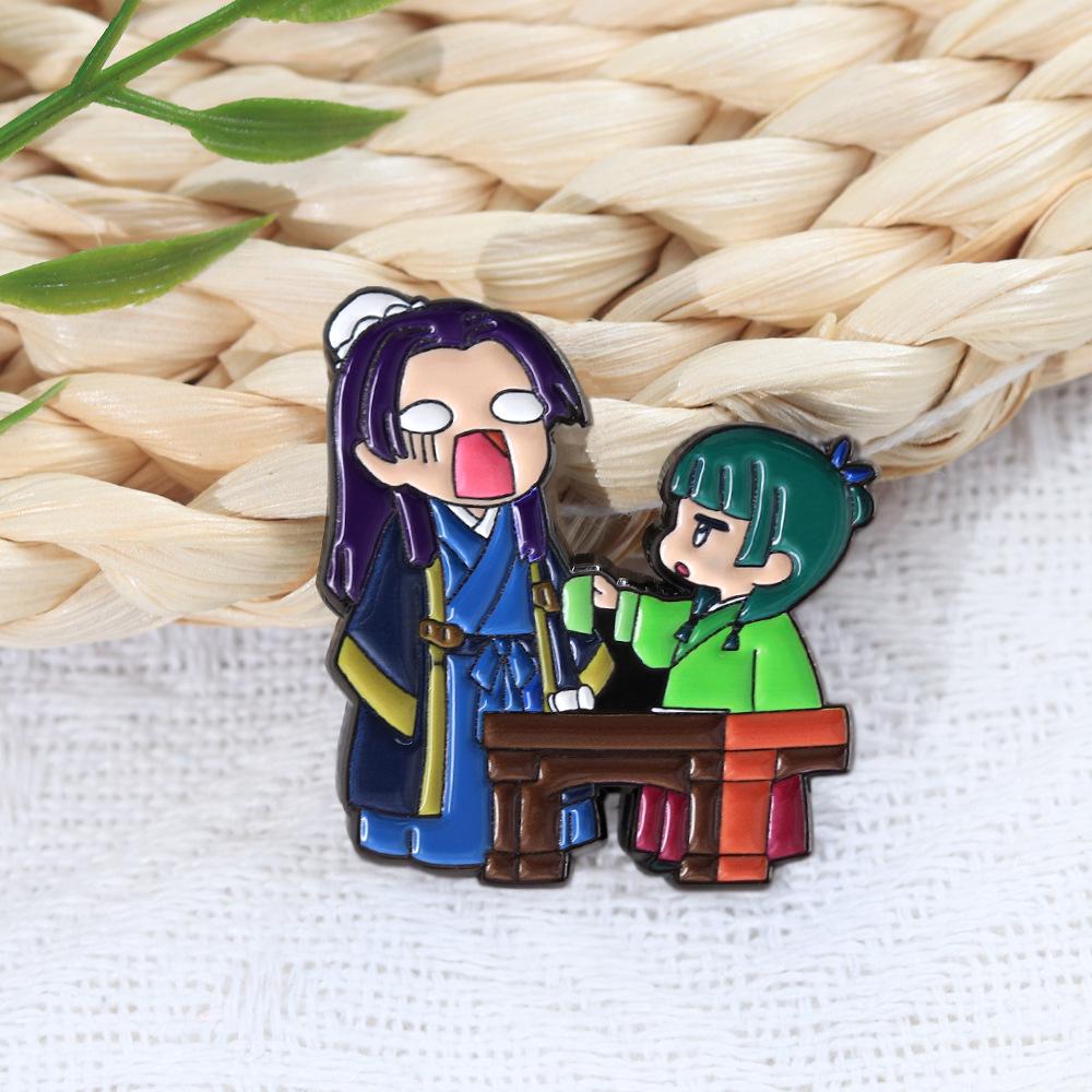 Gold Stone Fluffy Enamel Pin: Anime Couple Badge from Apothecary Diaries - Perfect Fan Gift