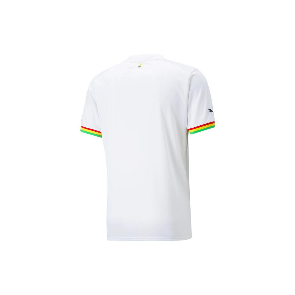 Puma Ghana Home 22/23 Replica Jersey Qatar World Cup Logo Print V-Neck Short Sleeve Football Shirt Men jersey White 765780-01