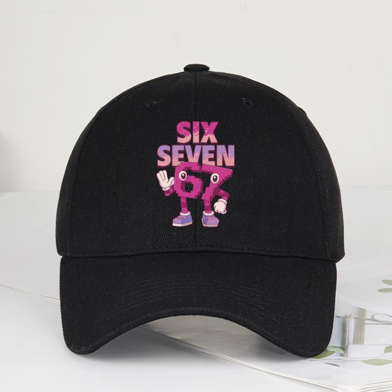 Cartoon 67 Six Seven Print Baseball Cap Adjustable Unisex Vintage Snapback Hat Casual Outdoor Sun Cap