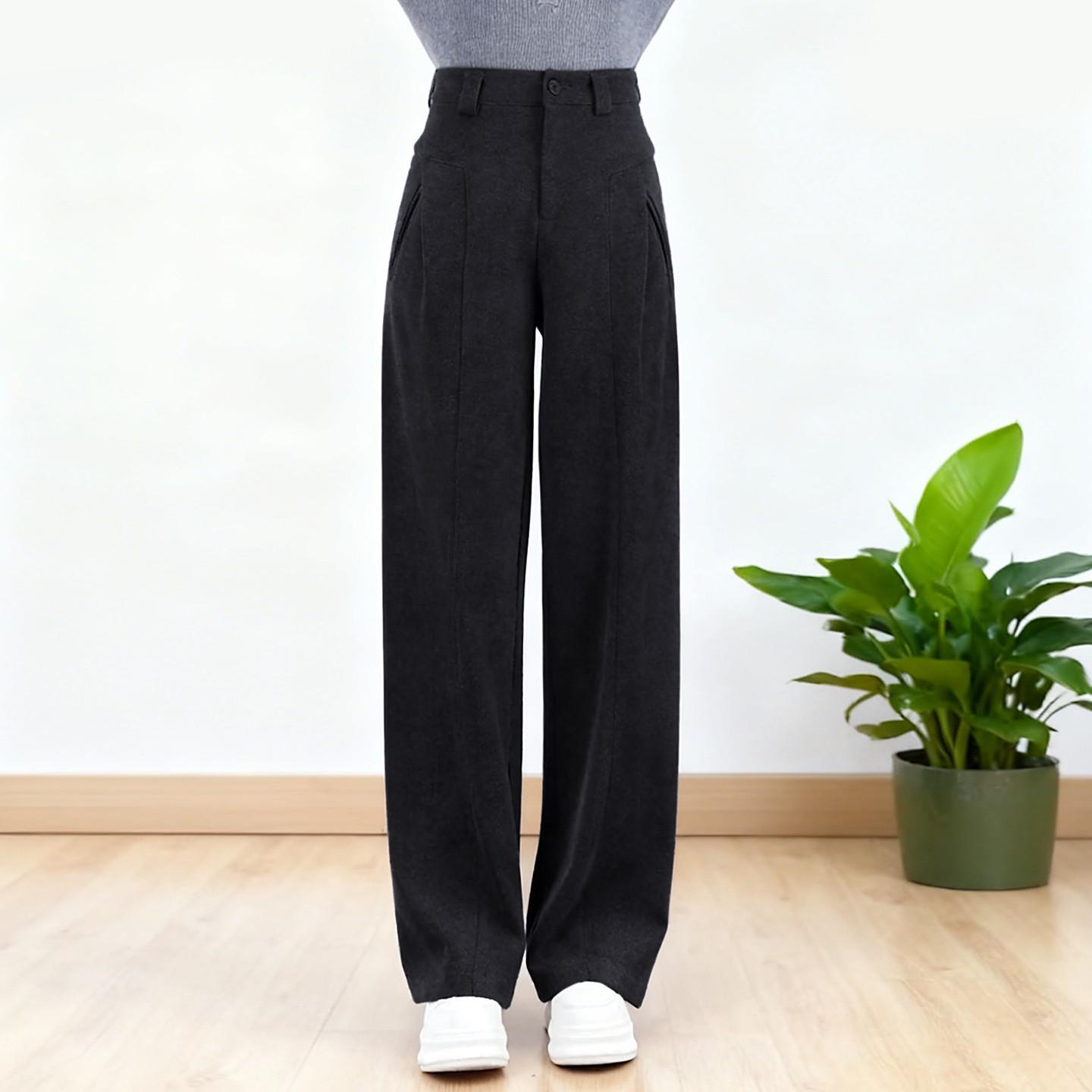 

Women s High Waist Straight Leg Pants - Autumn/Winter 2025, Slimming, Plus Velvet, Wide Leg, Casual Commuting Style 3XL /31 [Recommended 61-66 kg]