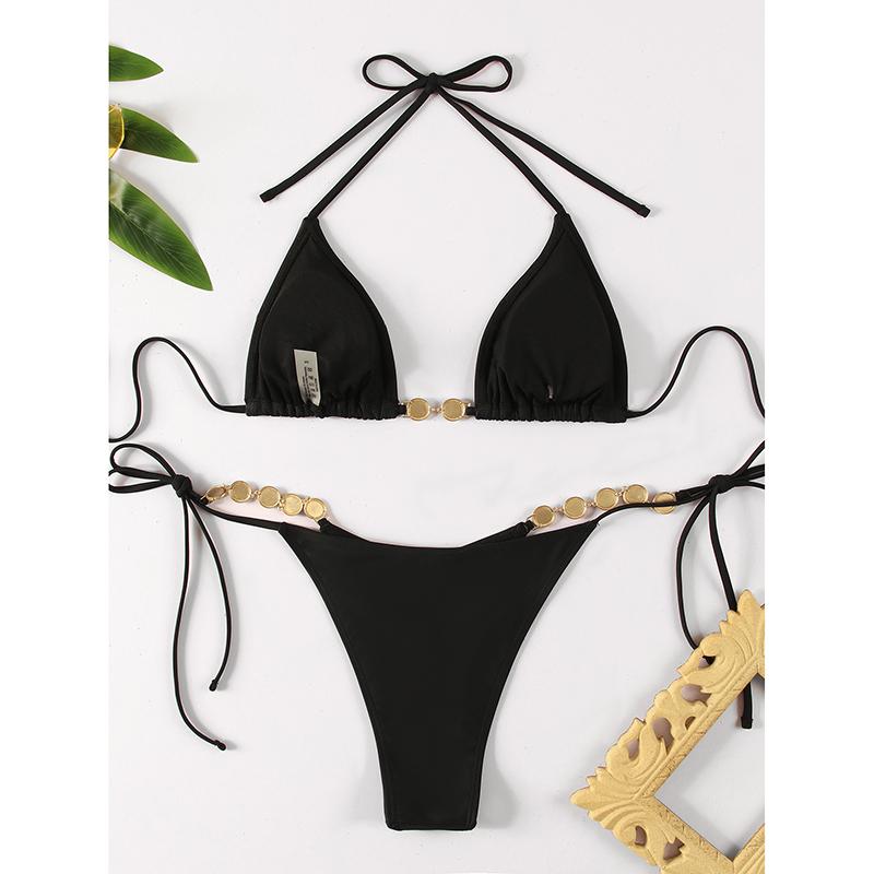 Sexy Micro Bikini Black Swimwear Bandage Woman Swimsuit Female Thong Bikinis Set 2 Piece Women Bathing Suit Beachwear