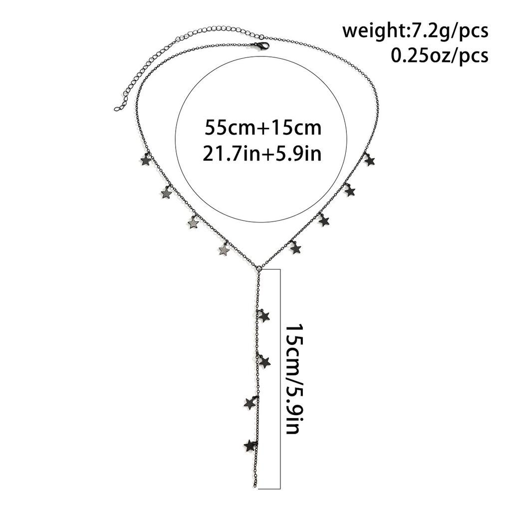 Jewelry, Simple Open Peach Heart Chain Necklace, Sweet and Cool Dark Slightly Inlaid Crescent Moon Tassel Necklace for Women