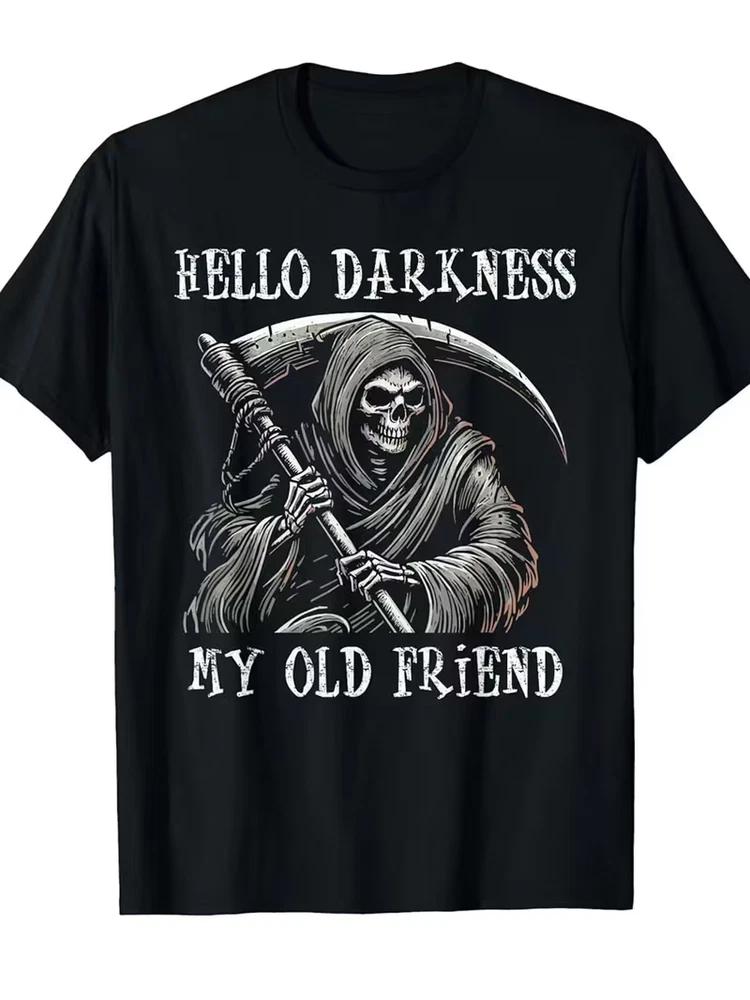 Hello darkness my old friend skull tshirt gothic graphic tee men women casual t S