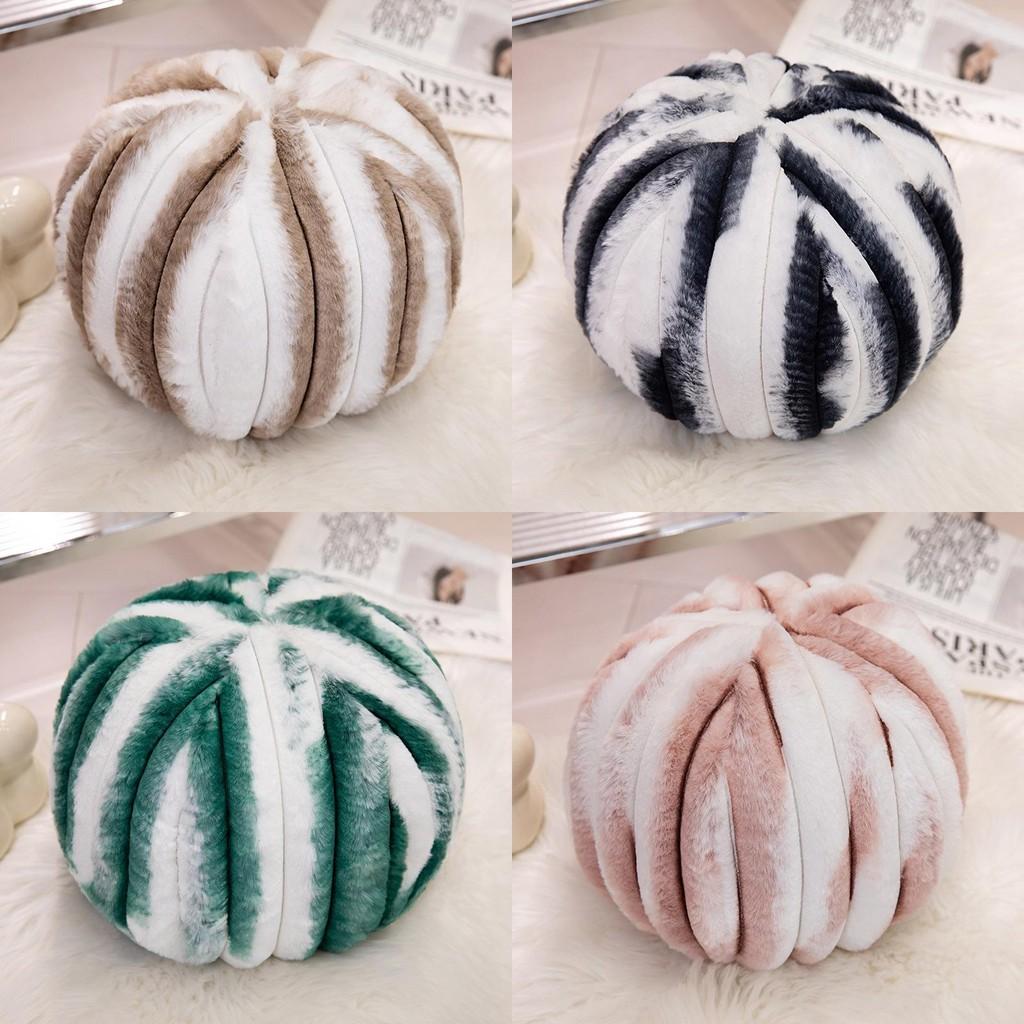 Plush Modern Round Pillow Striped Decorative Throw Cushion Bedroom Decoration