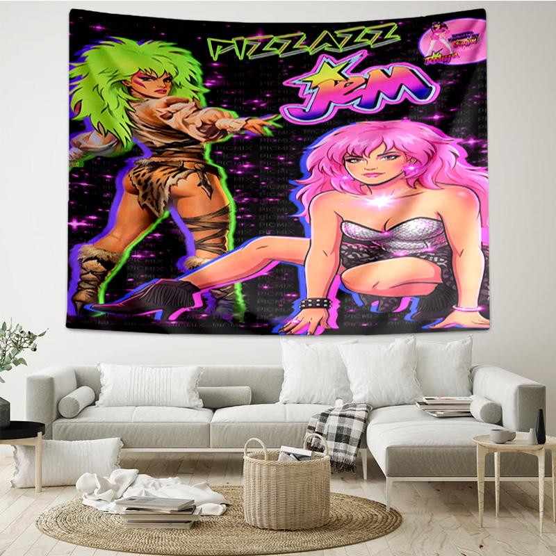 Jem Anime Characters Quick-Dry Tapestry Hanging for Bedroom,Livingroom, Playroom,Decor Art Room Wall Tapestry Holiday and Birthday Gifts