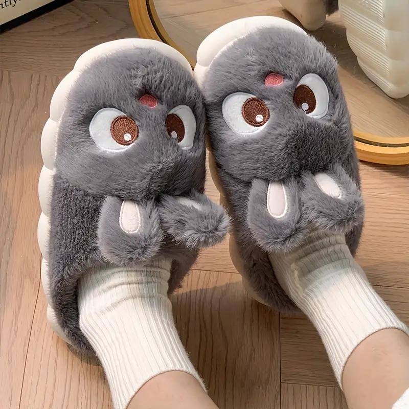 Cute Bunny Slippers Soft Plush Women's Bunny Slippers Big Eyes Cozy Cartoon Home Shoes Indoor/Outdoor Winter Boots