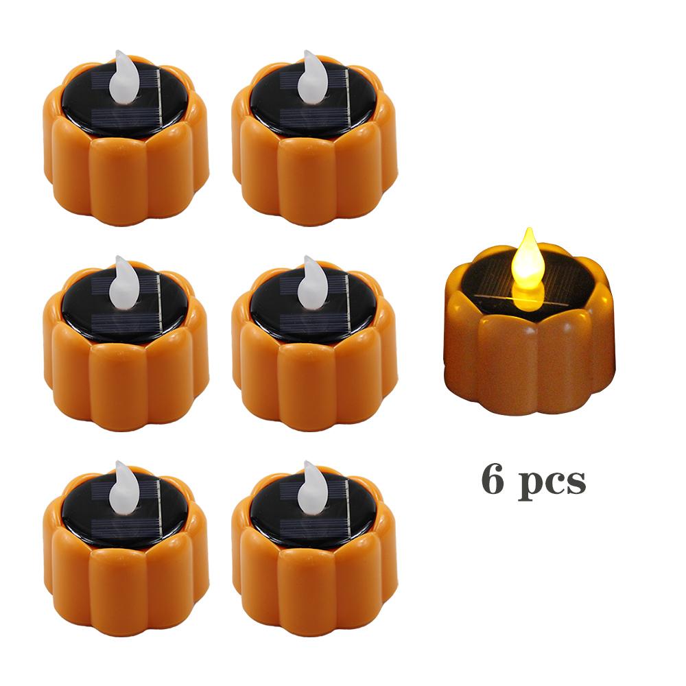 Pumpkin Solar Tea Light LED Candle Light Outdoor Waterproof Energy Electronic Flickering Solar Lamp Garden Halloween Home Decor