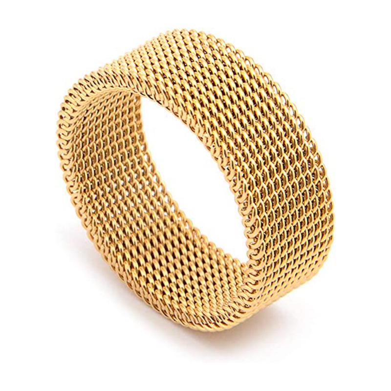 Fashion New Mens Modern Stainless Steel Mesh Band Ring 4mm 8mm Wide For Men Women Retro Jewelry Gift