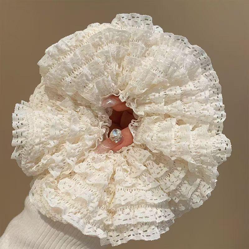 2 Pcs Hollow Lace Scrunchies for Women, Elegant Double-Layer Lace Hair Ties, Luxury Style Hair Accessories
