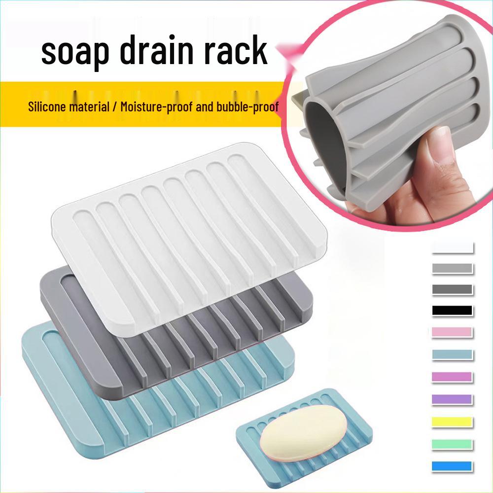 Silicone Self-Draining Soap Holder - No Water Accumulation, Punch-Free, Creative Bathroom Countertop Sponge Drainer