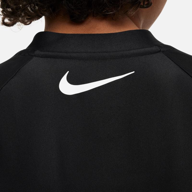 Nike Kids Swimwear Letter Print Comfortable Long Sleeve Sun Protection Kids swimwear Black White FZ6552-010