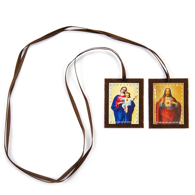 Religious Scapular Pendants with HD Mary Print Small Portable Gift for Car Home Daily Decor