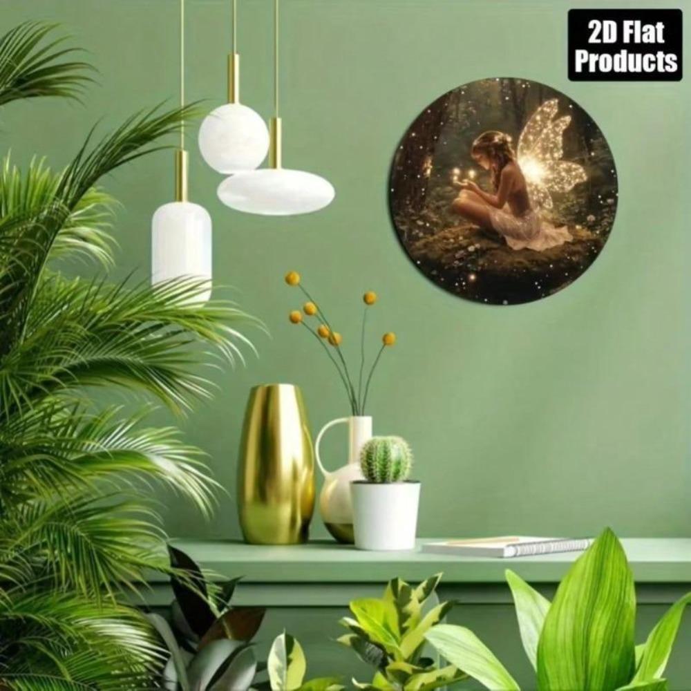 Vintage Luminous Elf Metal Wall Art Decor Circular Home Sign