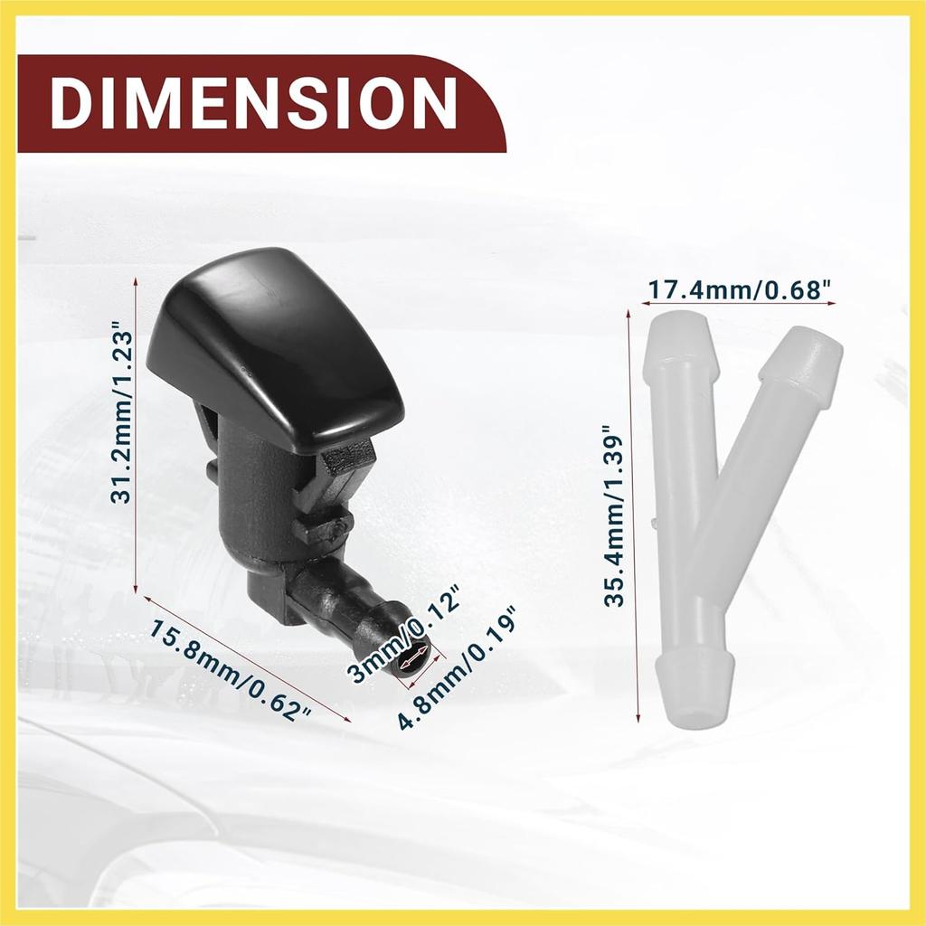 Windshield Washer Nozzle for Chevrolet Traverse Durable No.25823360 Windscreen Washer Sprayer Nozzle Black Front with Hose and Connectors 1 Set