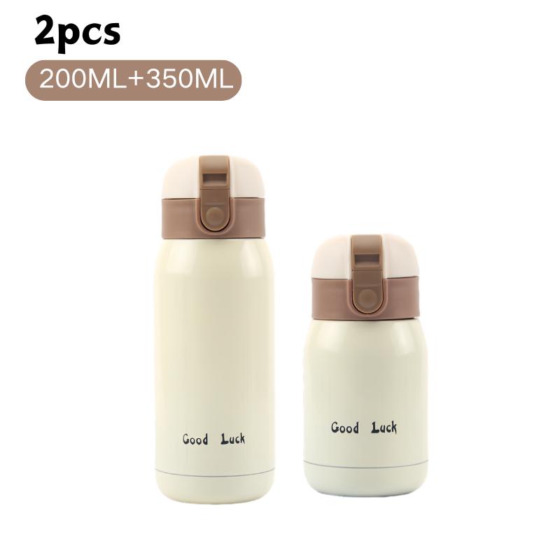 200/350ml Cute Mini Thermos Cup Stainless Steel Thermal Coffee Mug Portable Vacuum Flask Insulated Water Bottle with Button Lid