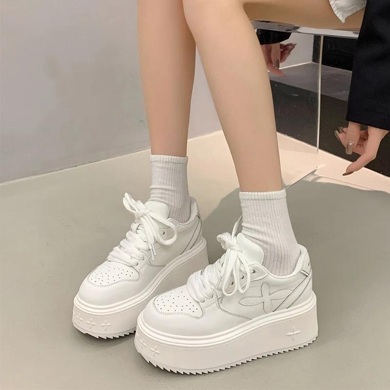 Fashion Platform Flats Sneakers Sport Shoes Women Casual Walking Lace Up Shoes Summer Fashion 2024 Running Travel Brand Mujer Zapatillas