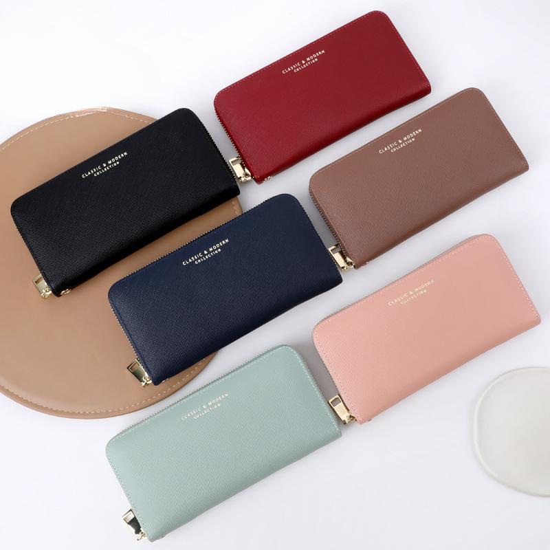 Women Wallets Crosshatch Zipper Bag - Long Wallet, Clutch Purse, Coin Pouch & Card Holder