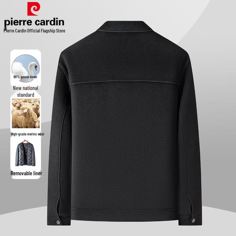 Pánský vlněný kabát s klopami Pierre Cardin s odnímatelnou podšívkou z husího peří