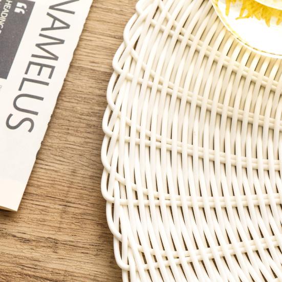 Cup Mat Eye-catching Heat Resistant PVC Simulation Rattan Woven Round Shape Coaster for Home