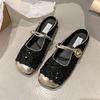Flat heel bag head Mary Jane cool slippers women's 2025 new sequined Buling temperament sandals with skirt half slippers