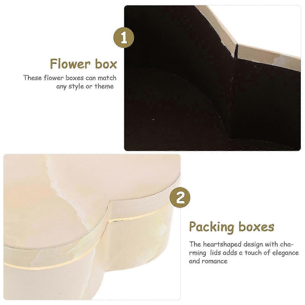 Valentines Day Heart Shaped Gift Box for Storage 3Pcs Marble Pattern Design