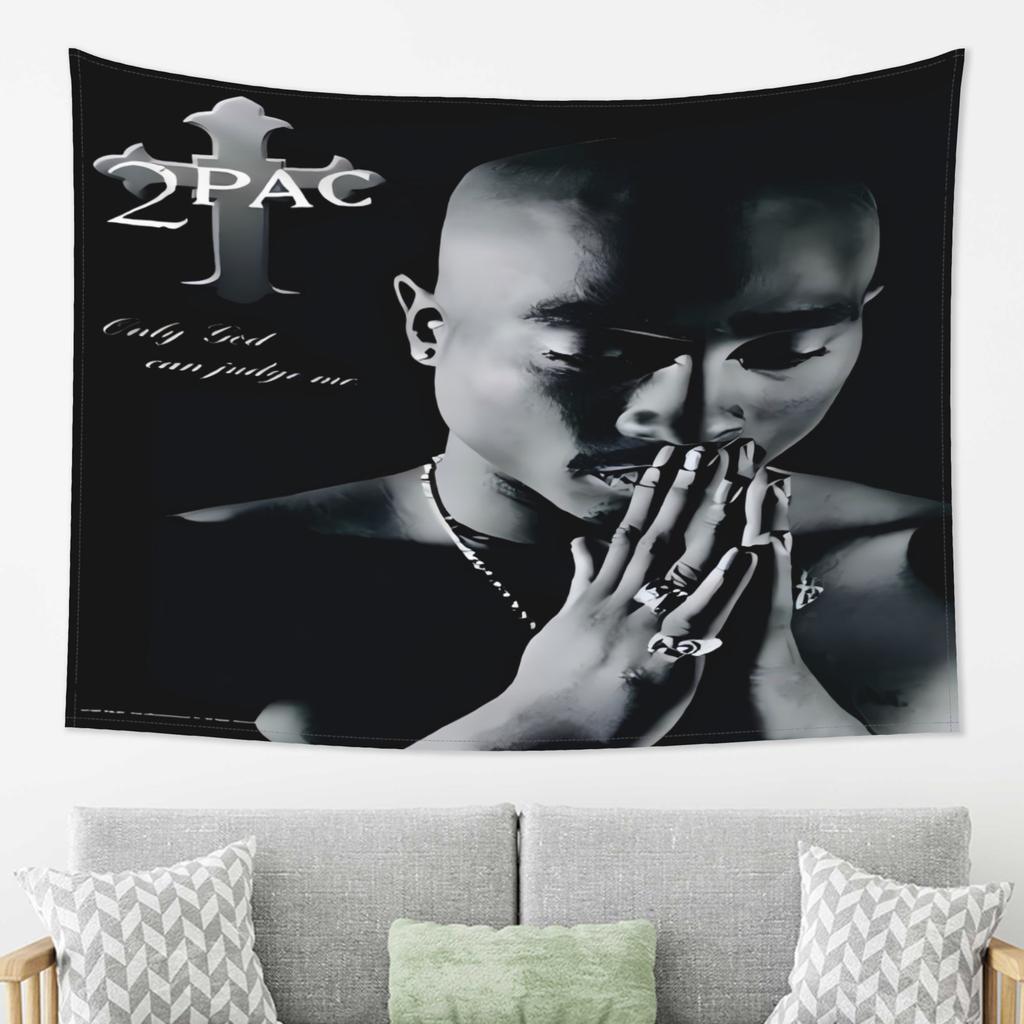 1pz 2Pac Tupac Shakur Arazzo da Parete Per Camera da Letto Soggiorno, Cose Cool per la Stanza, Grandi Dimensioni, Stampa 2D in Poliestere, Cose per la Camera da Letto, Mus