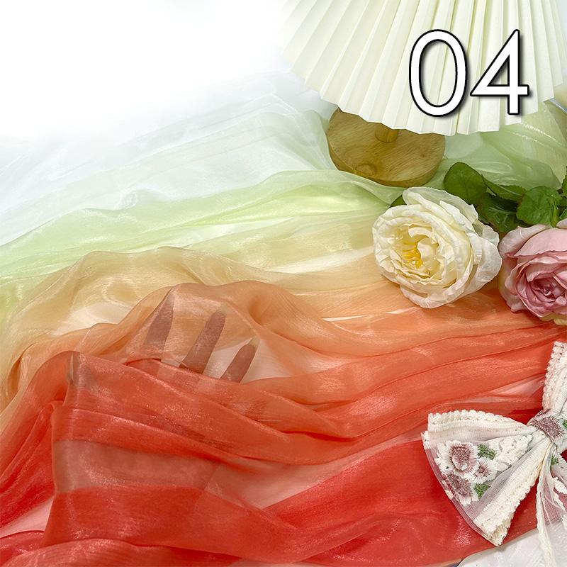 1/2/5 Meter 30D Rainbow Gradient Color Chiffon Fabric Organza Tulle Fabric For Diy Ancient Style Hanfu Silky Dress Stage Garment