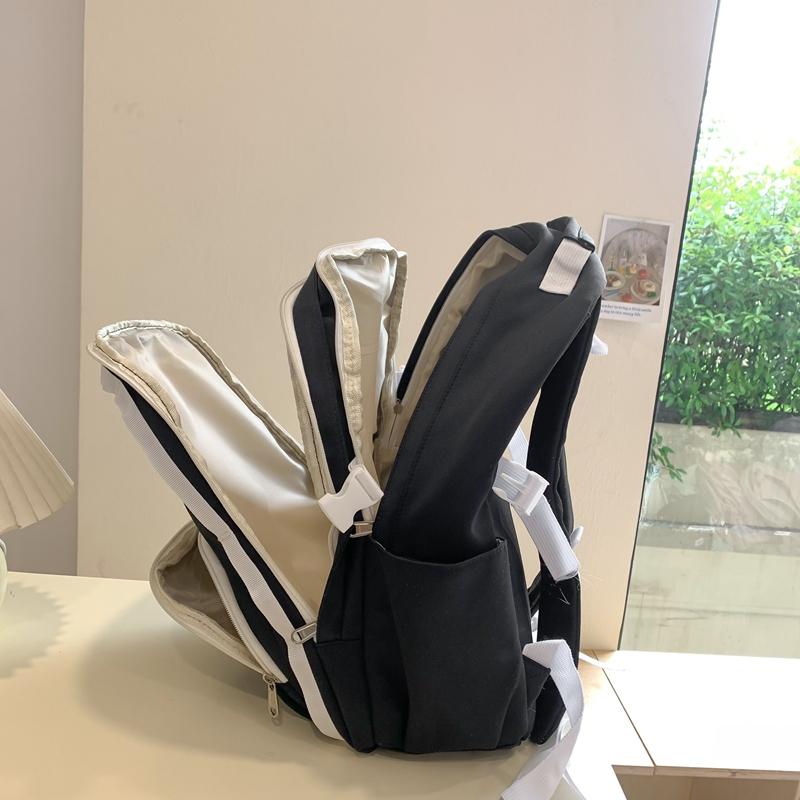 Color Block Backpack Female Junior High School Student Backpack Large Capacity Schoolbag Student Travel Bag