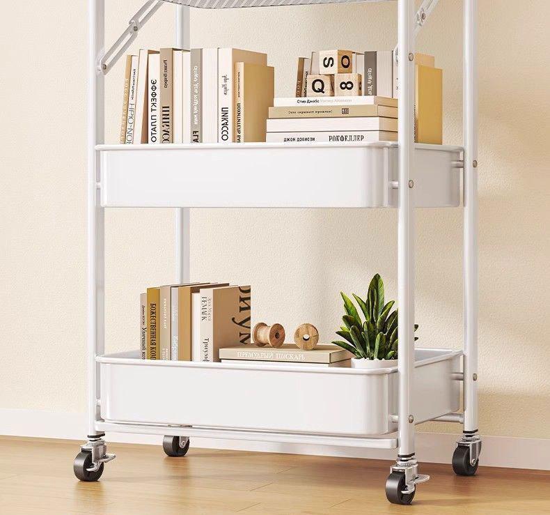 Folding Movable Storage Trolley Rack for Living Room and Snacks