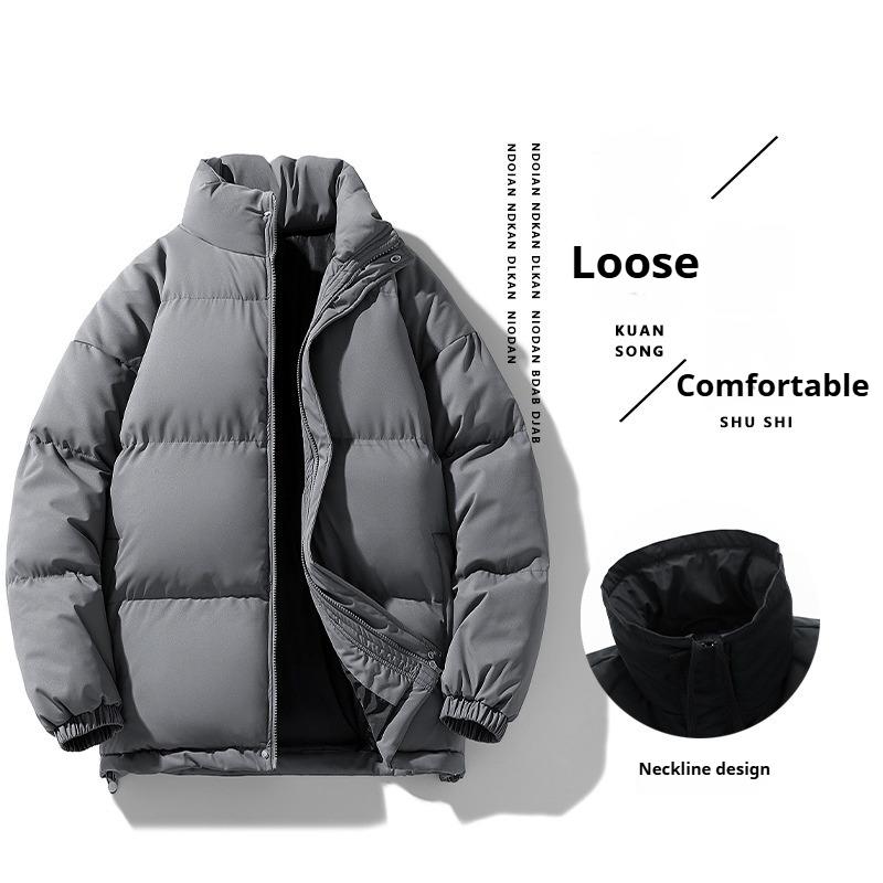 Men's Loose-fitting, Solid Color, Short-length, Warm Winter Coat