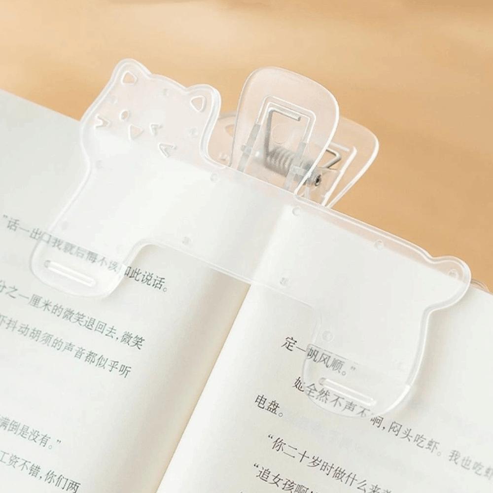 Cute Cat Fixed Book Clips Reading Aid Bookmark Portable Plastic Book Clip  Office