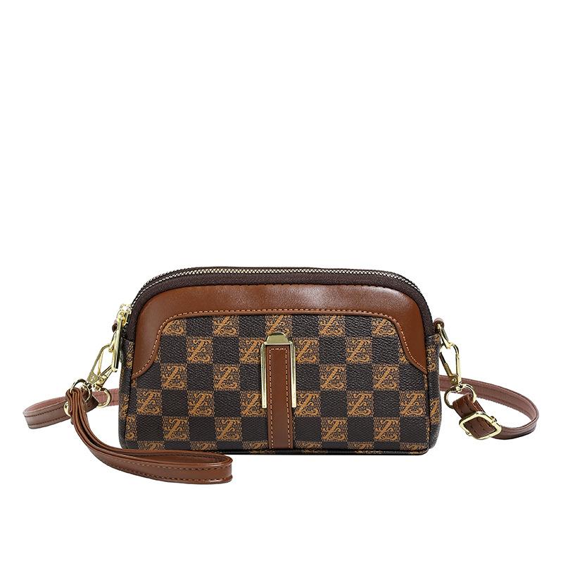 

Women s bag new plaid women s wallet mobile phone bag fashion mobile phone bag women s clutch bag коричневый