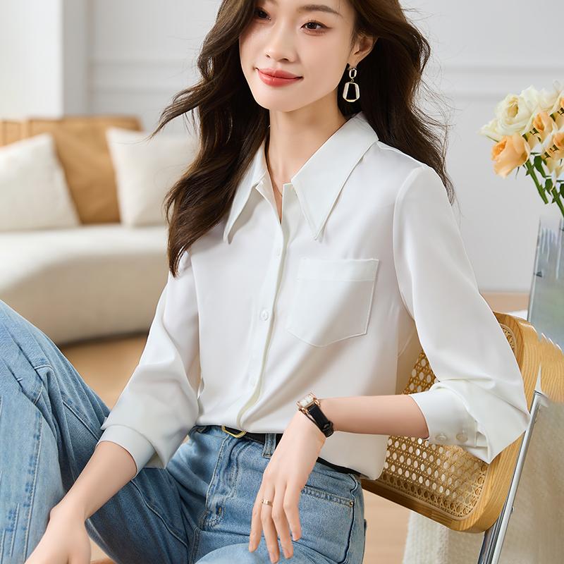 Women Blouses Shirts 2025 Spring Long Sleeve Women Blouse Shirt Turn Down Collar White Chiffon Blouse Shirt Women Tops J829