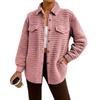 Women's Casual Striped Long Sleeve Cardigan Lapel Plush Coat
