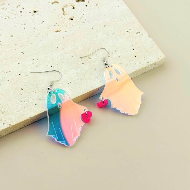 Novelty Acrylic Specter Earrings Holiday Party Favor Decoration Supply Colorful Specter Charm Stud Earring Jewelry Gift