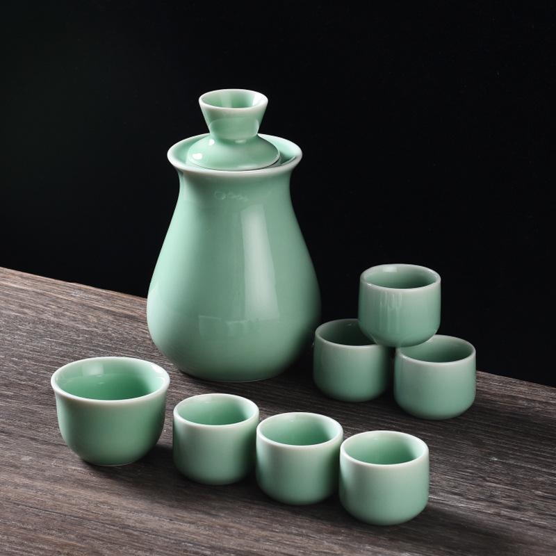 Sake-Keramik-Weinset im japanischen Stil Spender Sake-Becher Baijiu-Becher-Set Haushalt Küche Traditionelles Trink-Barzubehör-Set Neu