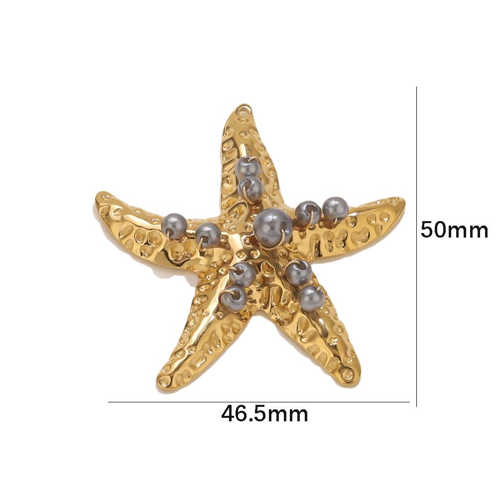 2pcs Creative Starfish Colored Round Bead Pendant Fashion Charm Stainless Steel DIY Jewelry Accessories  Direct Sales