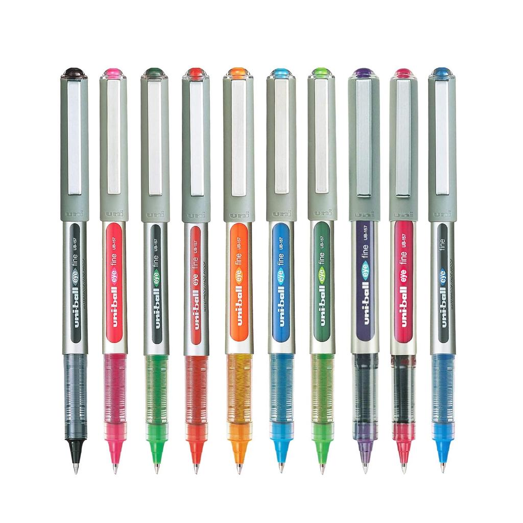 Uni-ball Eye UB157 0.7mm Roller Ball Pen Multicolor Ink Pack of 10 for Office, School & Home Use