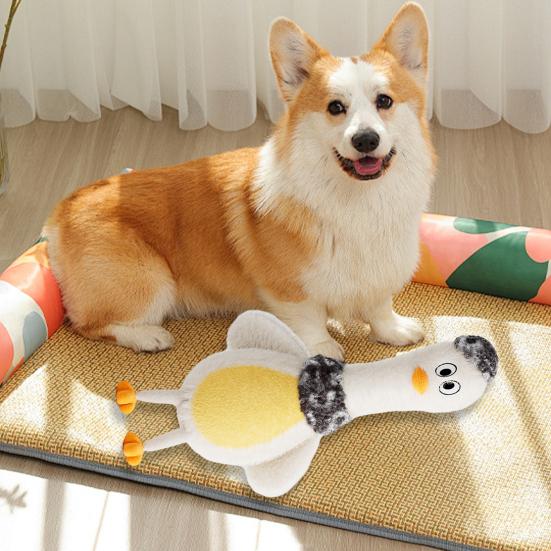 Squeaky Plush Dog Toy Bite-Resistant Chew Toys for Duck Shape Puppies Medium Dogs Interactive Play Toys