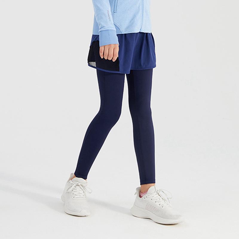 

Girls Quick-Dry Breathable Sports Culottes - Spring/Summer Two-Piece Leggings for Yoga 160 темно-синий