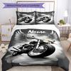3pcs Custom Name Motorcycle Bedding Set Duvet Cover Closure Includes 1 Duvet Cover & 2 Pillowcases, Soft and Comfortable for All Seasons.