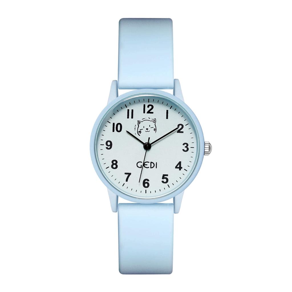 Candy Color Silicone Student Watch Compact Cartoon Round Dial Quartz Watch Ladies Waterproof Watch