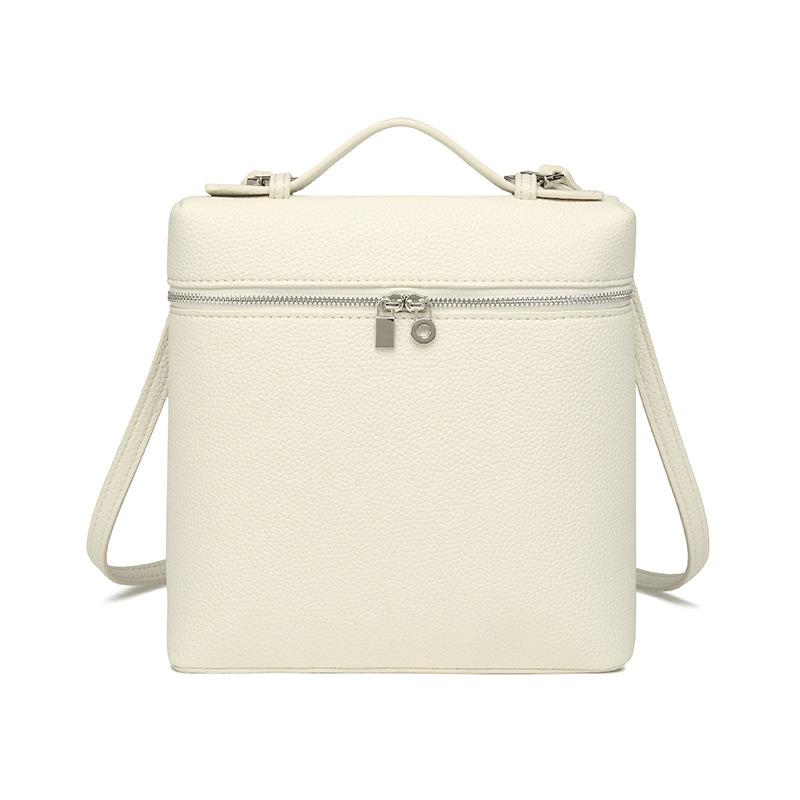 Leather Double-shoulder Crossbody Bag, Leather Box Bag, Lunch Box Bag. Fashionable, Versatile, Elegant and Simple Bag for Women