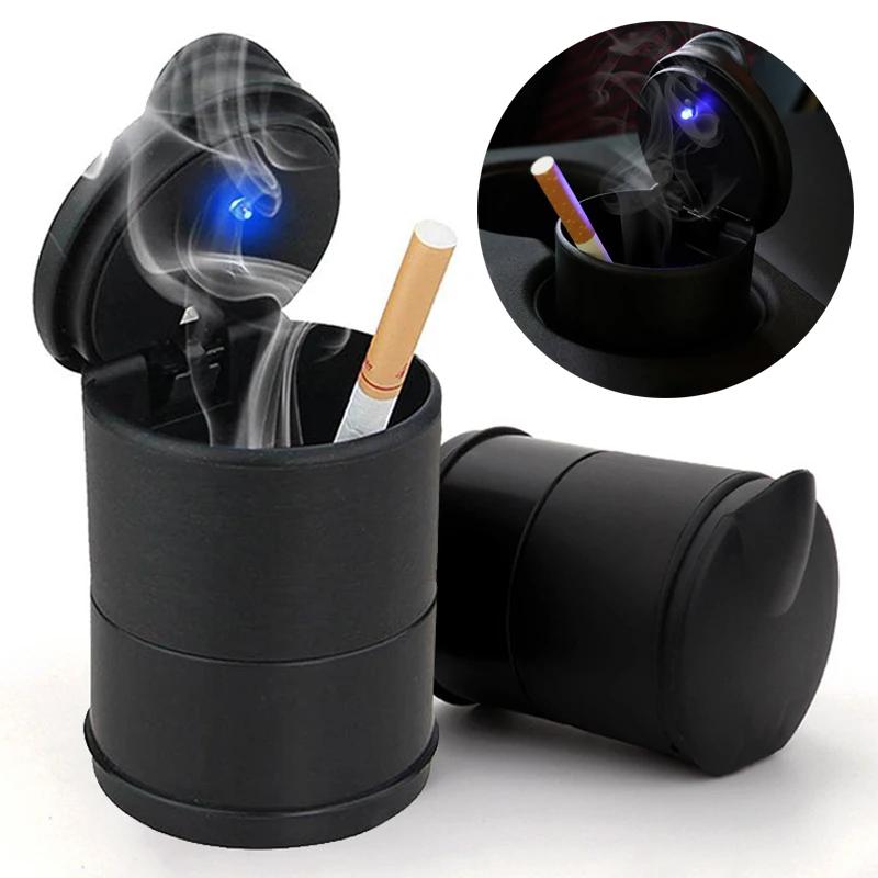 1pcs Car Ashtray With LED Light Cigarette Cigar Ash Tray Container Smoke Ash Cylinder Smoke Cup Holder Decor Auto Accessories
