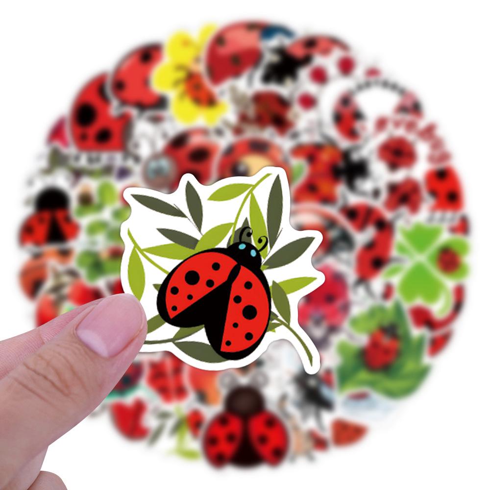 55 Unique Ladybug Graffiti Stickers: Cute Cartoon DIY for Skateboards, Water Bottles, and Luggage